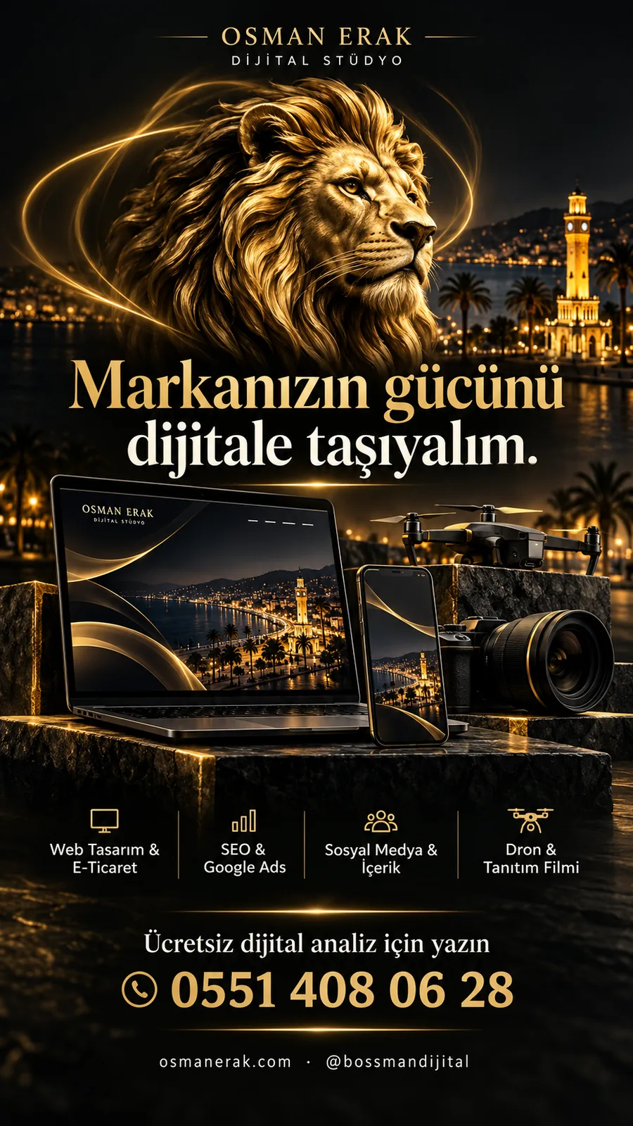 Markanızın gücünü dijitale taşıyalım: web tasarım, SEO, sosyal medya ve dron hizmetleri